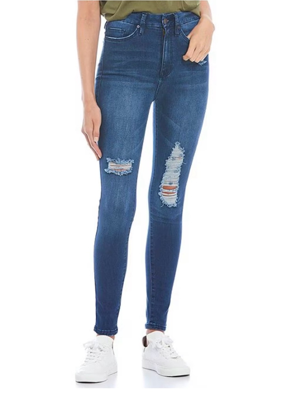 YMI women’s size 11 Dark Blue Distressed‎ High-Rise Skinny Jeans